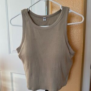 UNIQLO Ribbed Cropped Bra Top in color Beige